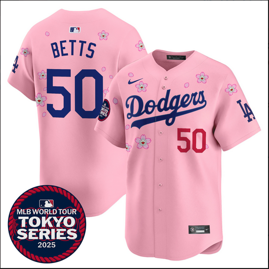 Men Los Angeles Dodgers 50 Betts Tokyo Series 2025 pink Limited Stitched Jersey